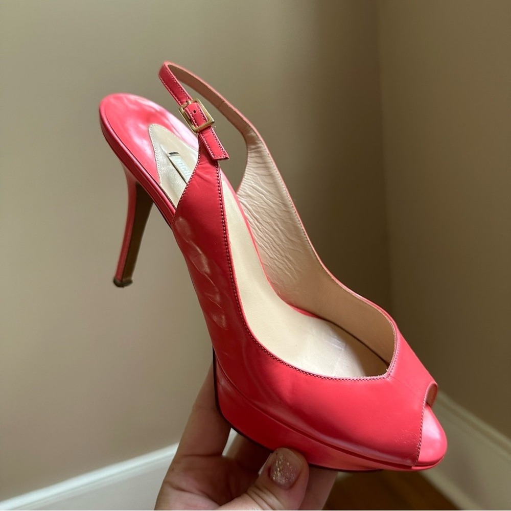 Nicholas Kirkwood pink slingback platform peep toe‎ pumps SIZE 36.5/ US 6